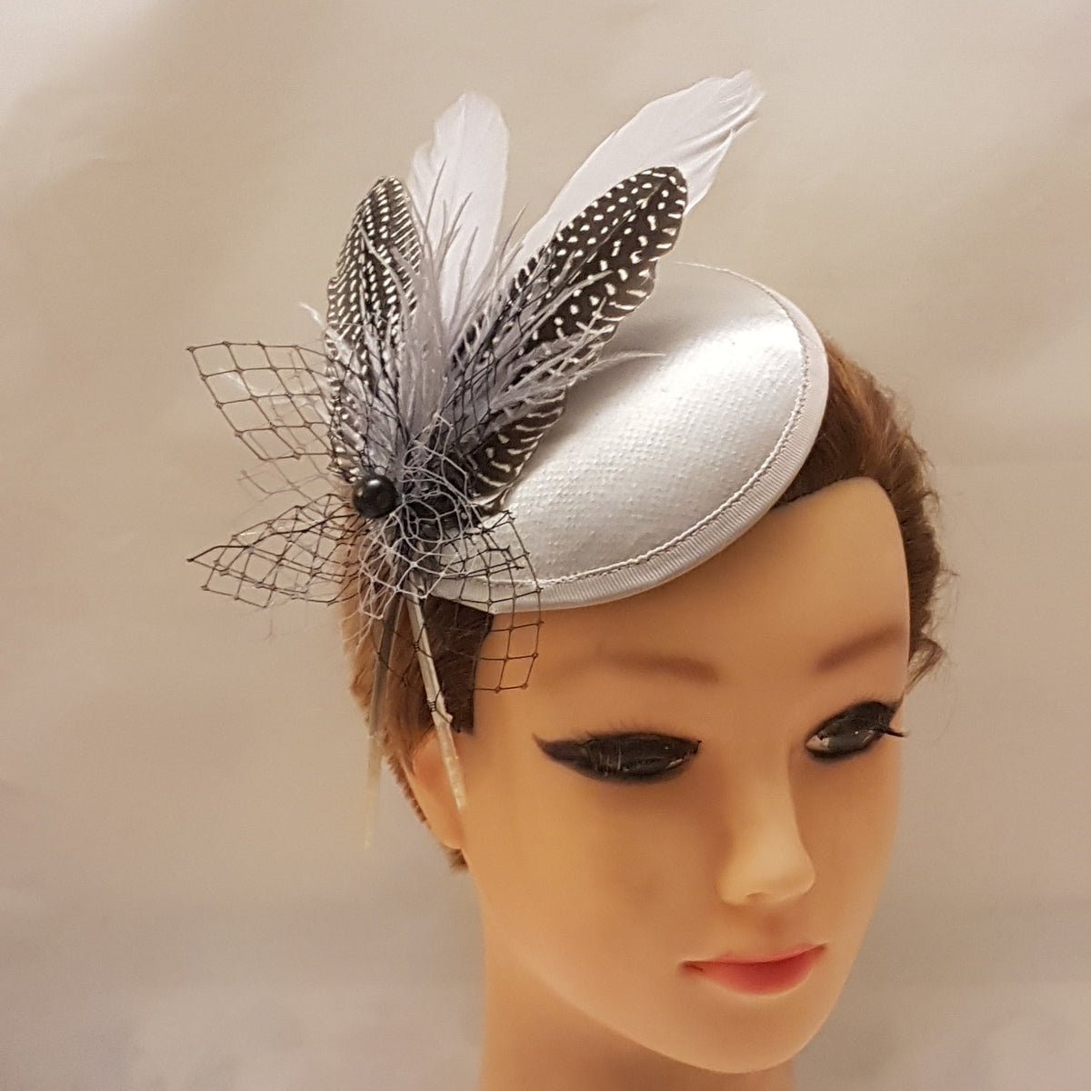 Silver Grey Feather Fascinator: Handmade Wedding Headpiece