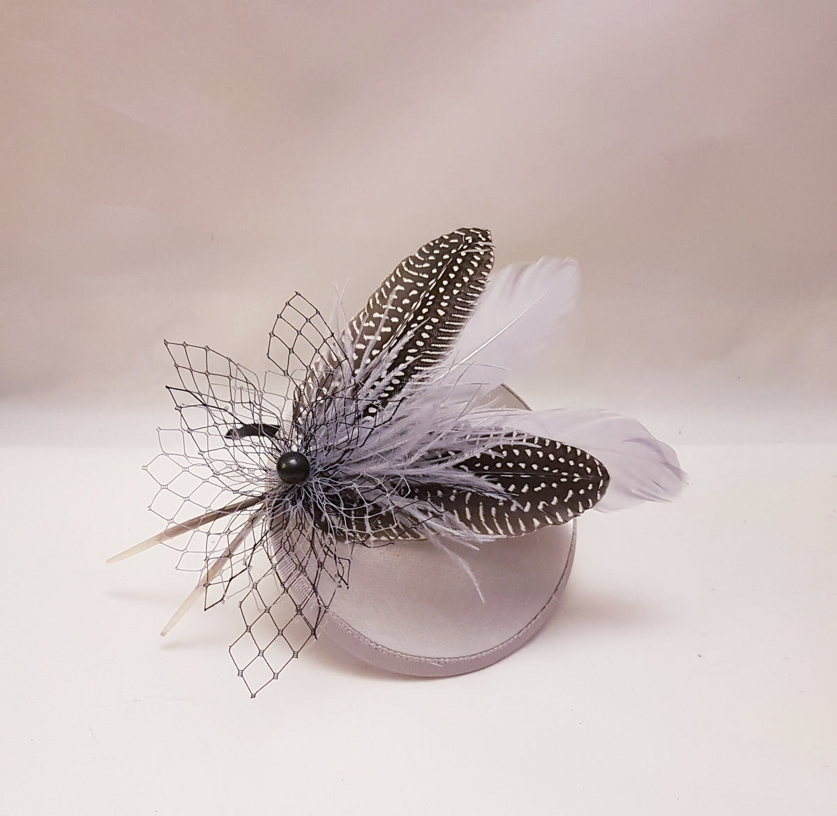 Silver Grey Feather Fascinator: Handmade Wedding Headpiece