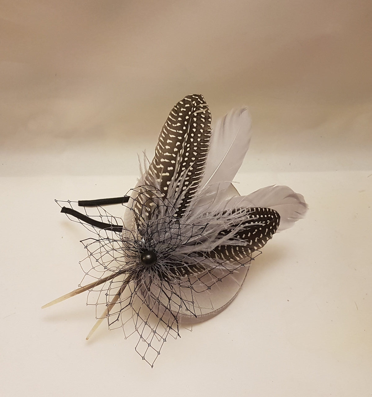 Silver Grey Feather Fascinator: Handmade Wedding Headpiece