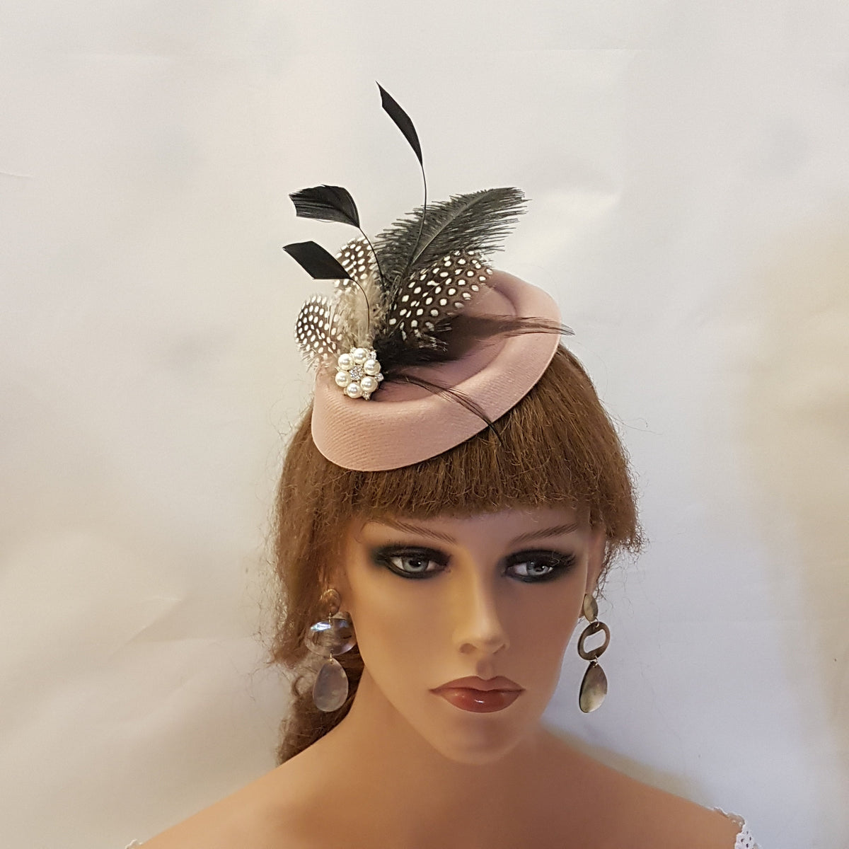 Fascinator hat Blush Pink Hat fascinator #Pink,Blue,Brown,Purple hat with Feathers. Ascot Wedding, Race, Cocktail, Church hat fascinator