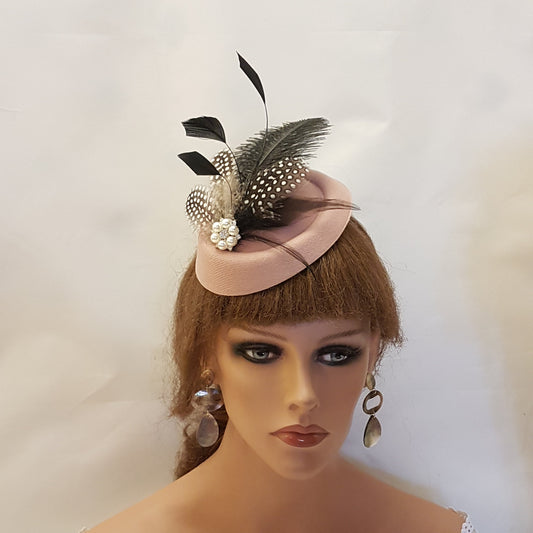 Fascinator hat Blush Pink Hat fascinator #Pink,Blue,Brown,Purple hat with Feathers. Ascot Wedding, Race, Cocktail, Church hat fascinator