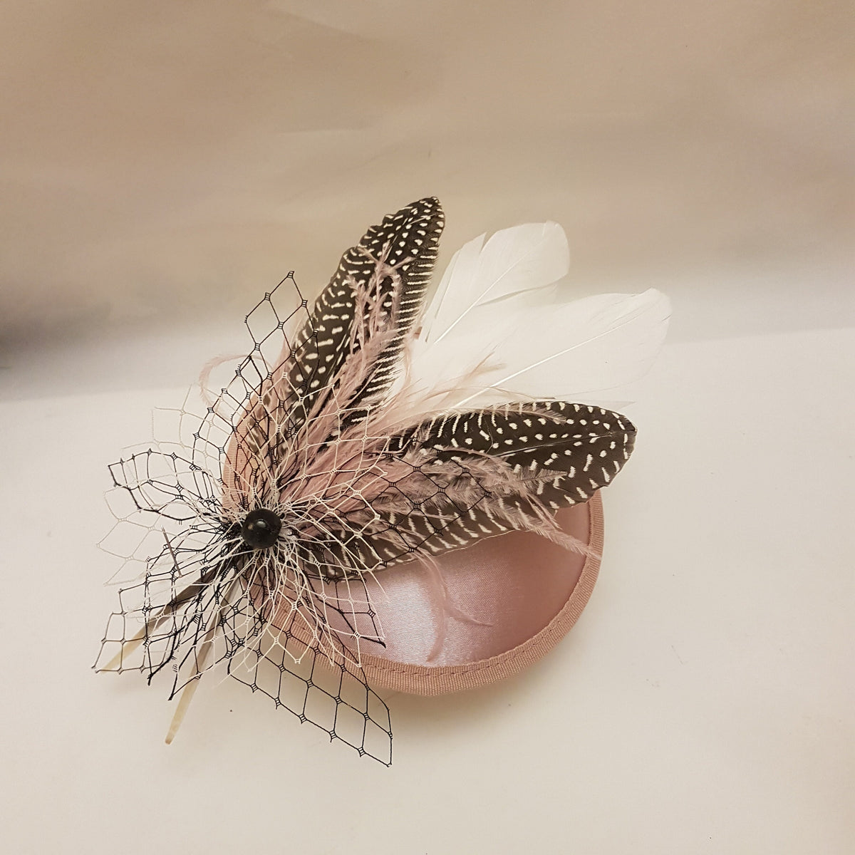 Blush Pink Feather Fascinator Hat: Handmade Ascot Race Headpiece