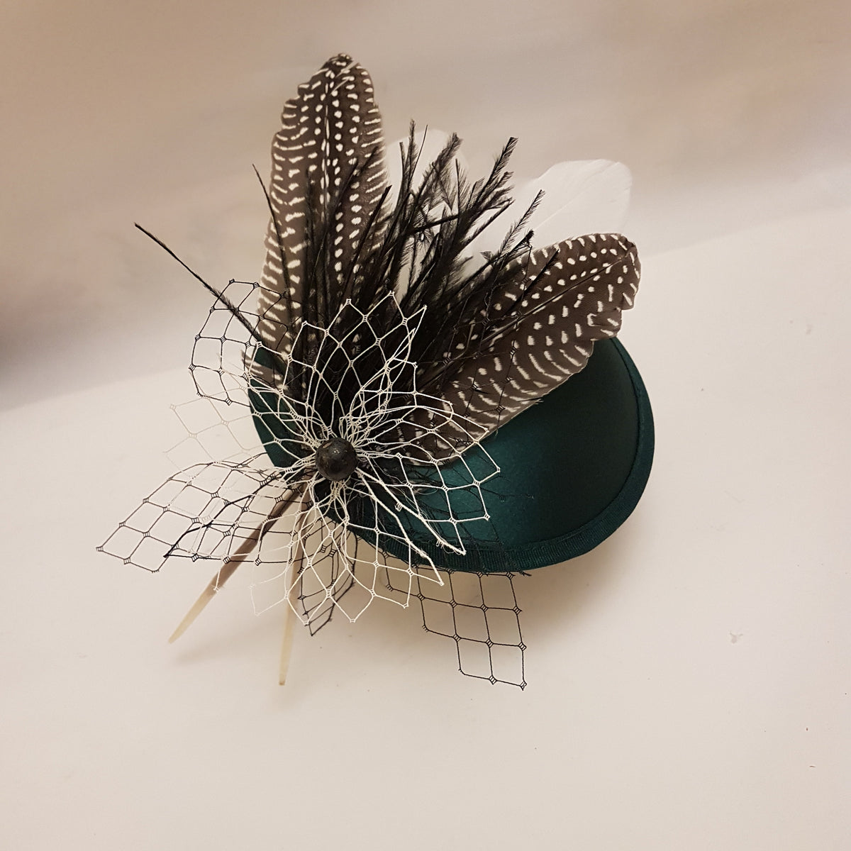 Bottle Green Feather Fascinator: Handmade Wedding Hatinator