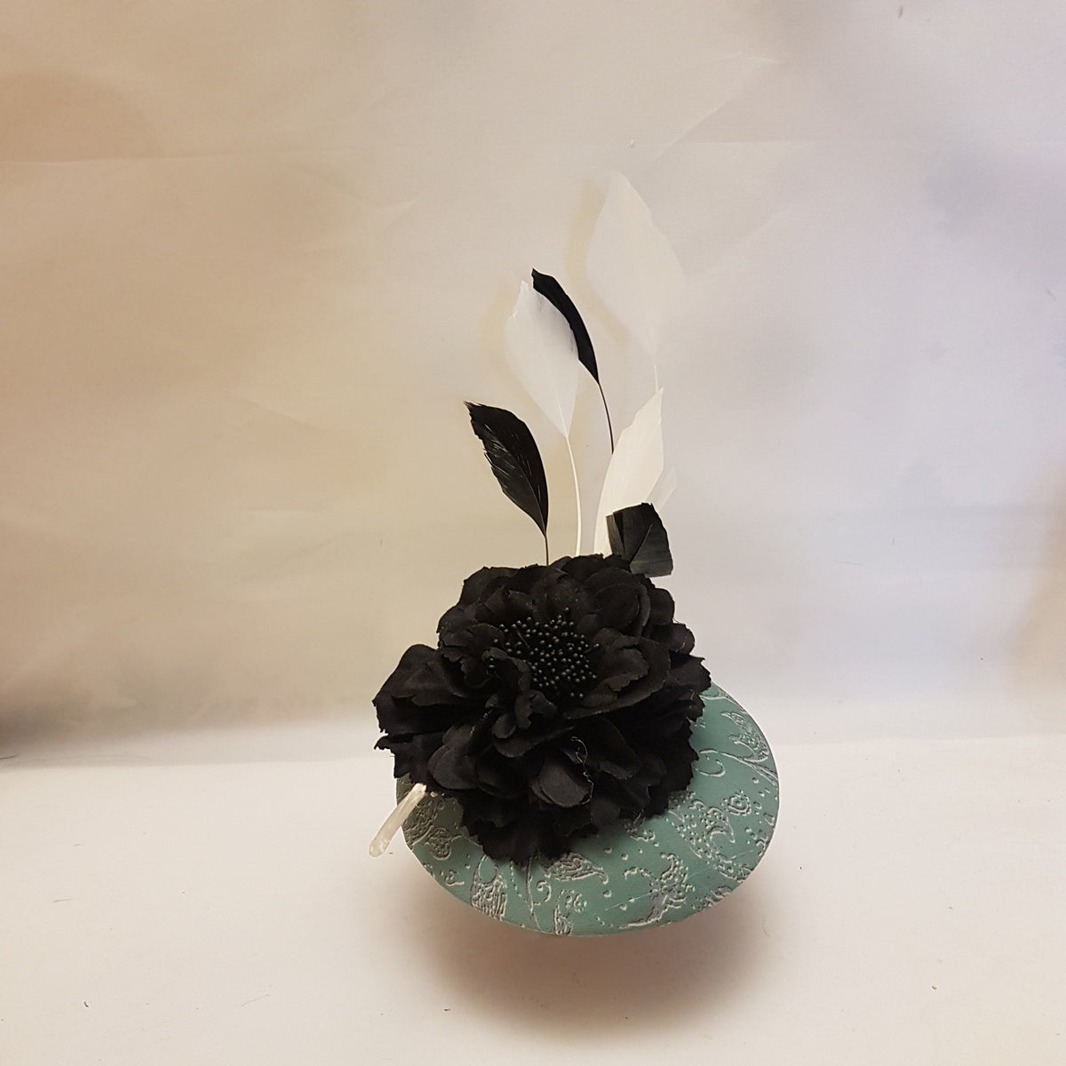 Moss Green Fascinator Hat: Feather Flower Hatinator, Ascot Race Accessory