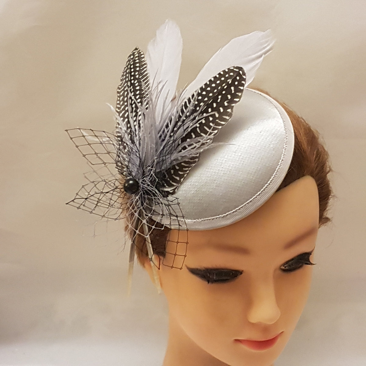 Silver Grey Feather Fascinator: Handmade Wedding Headpiece