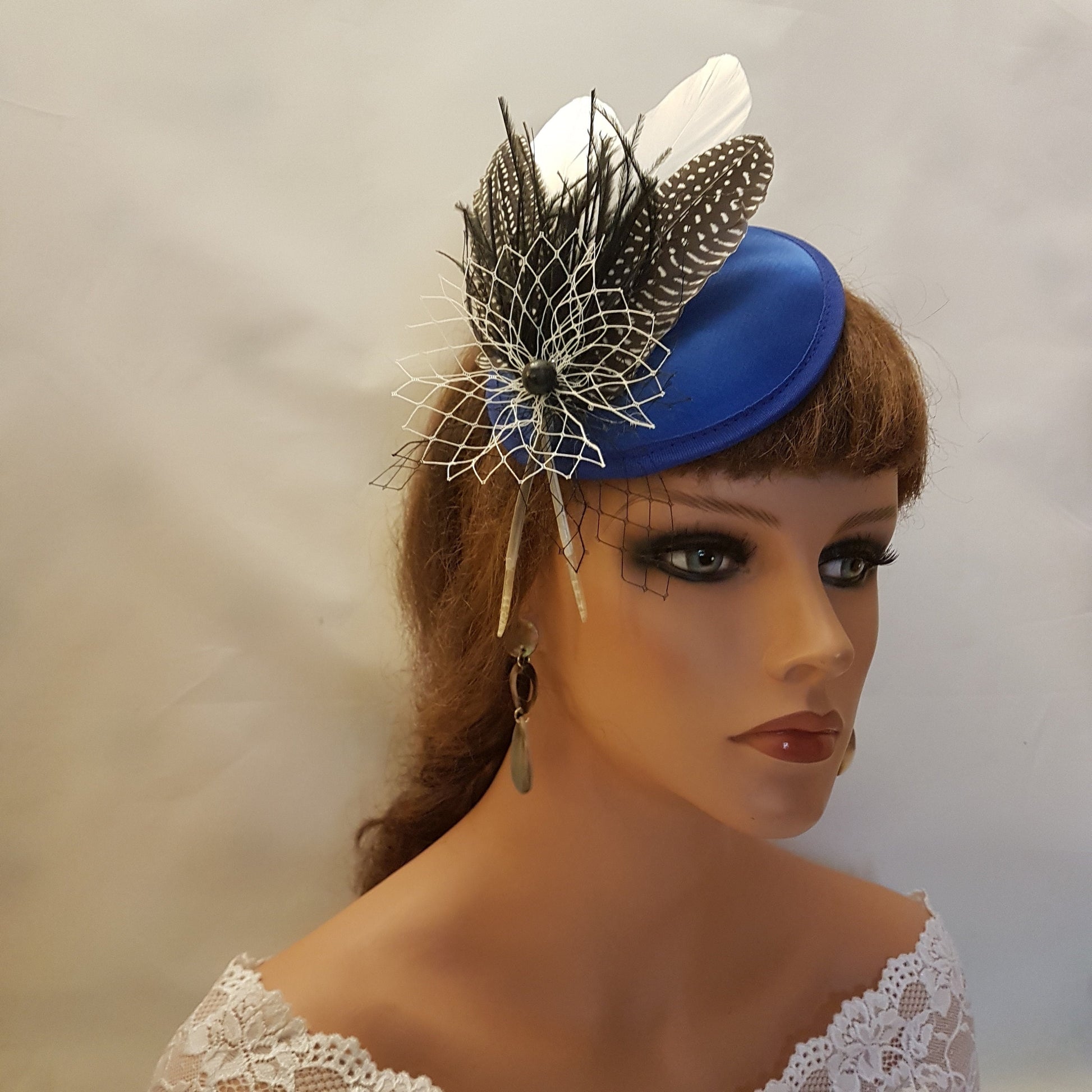 Royal Blue Feather Fascinator: Wedding Ascot Headpiece