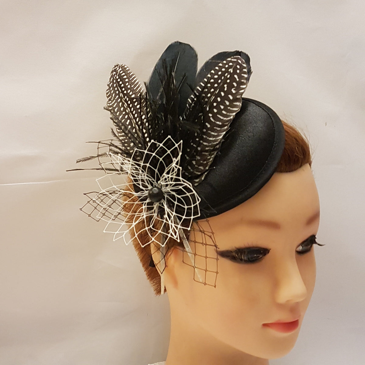 Black Feather Fascinator Hat: Ascot, Tea Party Headpiece