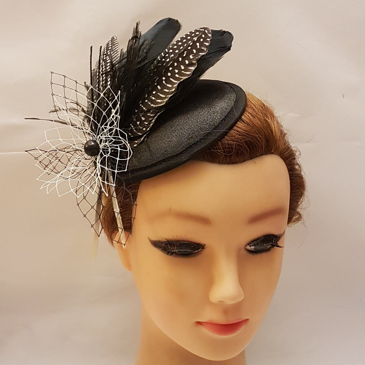Black Feather Fascinator Hat: Ascot, Tea Party Headpiece