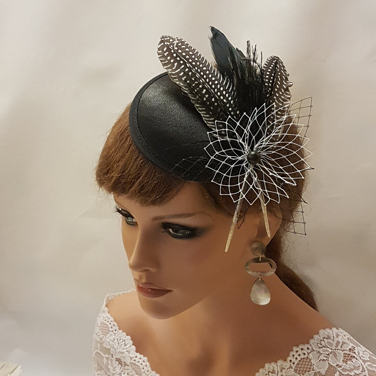 Black Feather Fascinator Hat: Ascot, Tea Party Headpiece