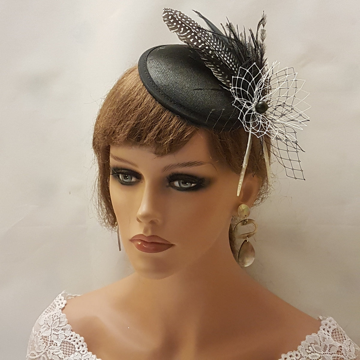 Black Feather Fascinator Hat: Ascot, Tea Party Headpiece
