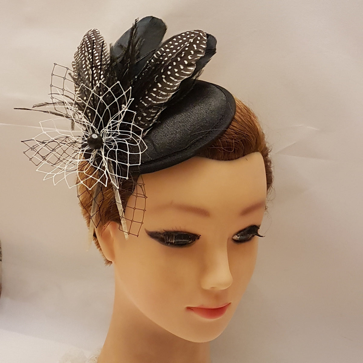 Black Feather Fascinator Hat: Ascot, Tea Party Headpiece
