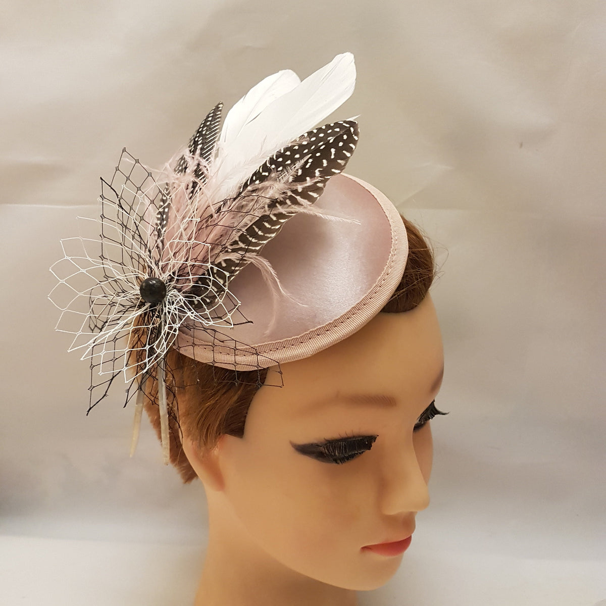 Blush Pink Feather Fascinator Hat: Handmade Ascot Race Headpiece