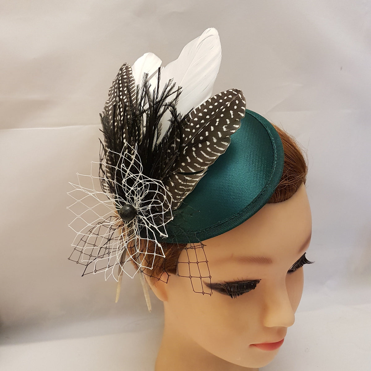 Bottle Green Feather Fascinator: Handmade Wedding Hatinator