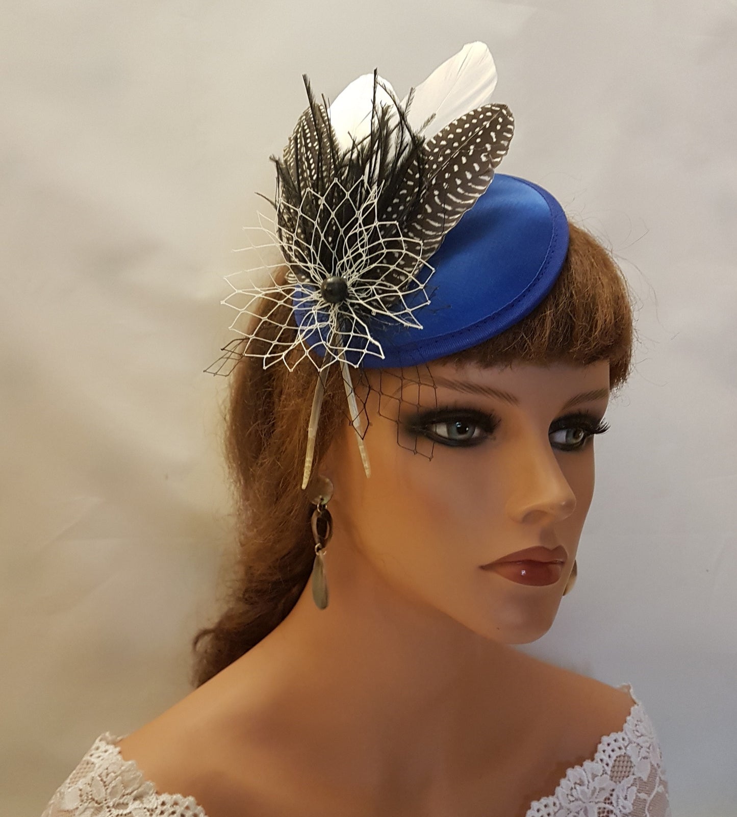 Royal Blue Feather Fascinator: Wedding Ascot Headpiece