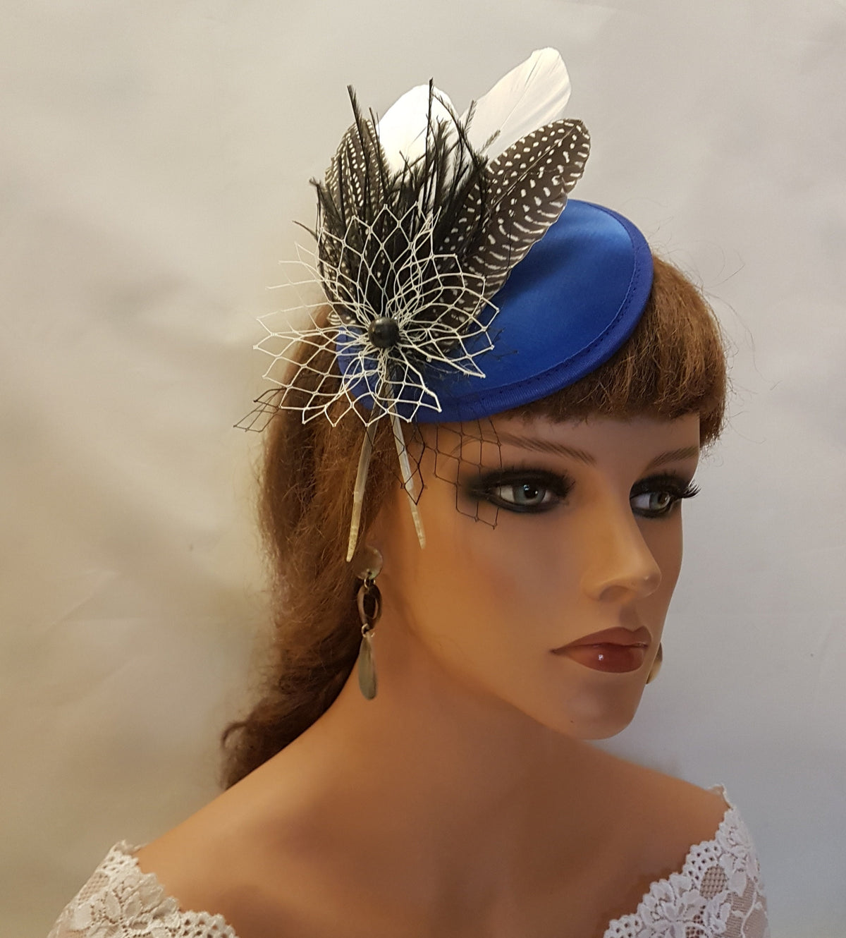Royal Blue Feather Fascinator: Wedding Ascot Headpiece