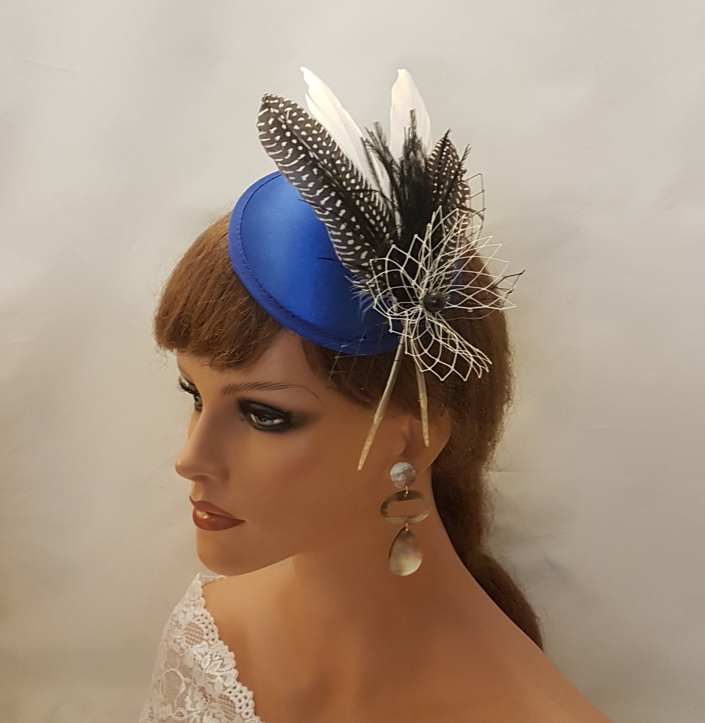 Royal Blue Feather Fascinator: Wedding Ascot Headpiece
