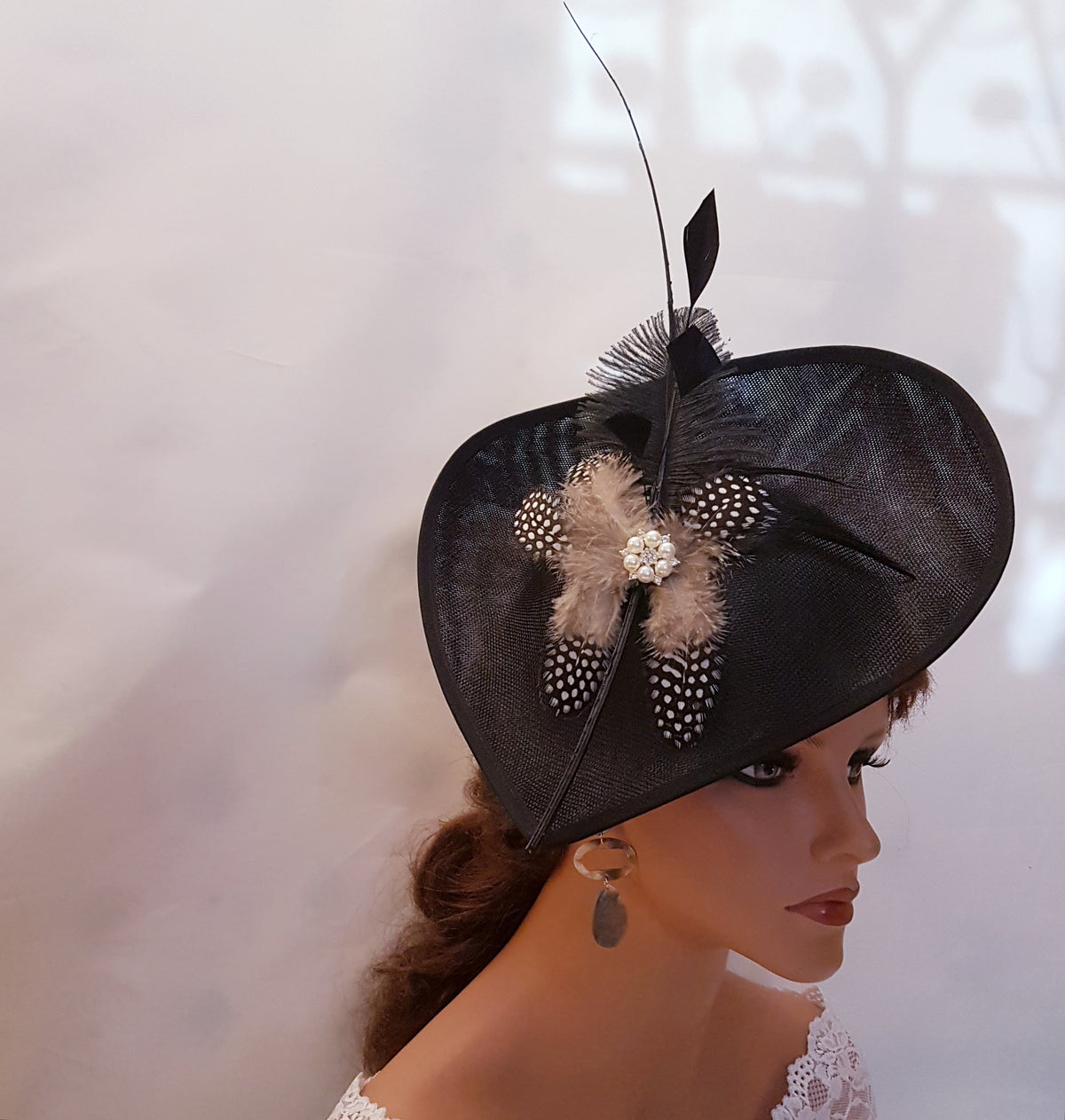 Black Fascinator Hat: Quill & Ostrich Feather, Wedding Ascot Hatinator