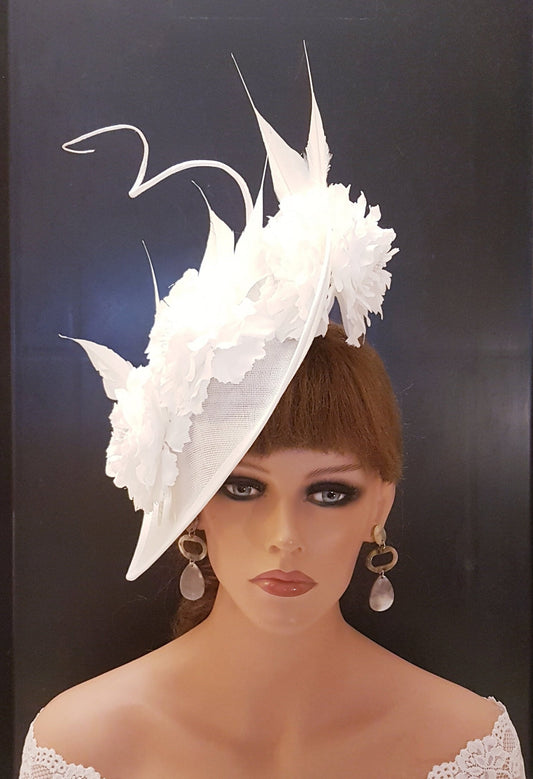 White Mother of the bride Fascinator