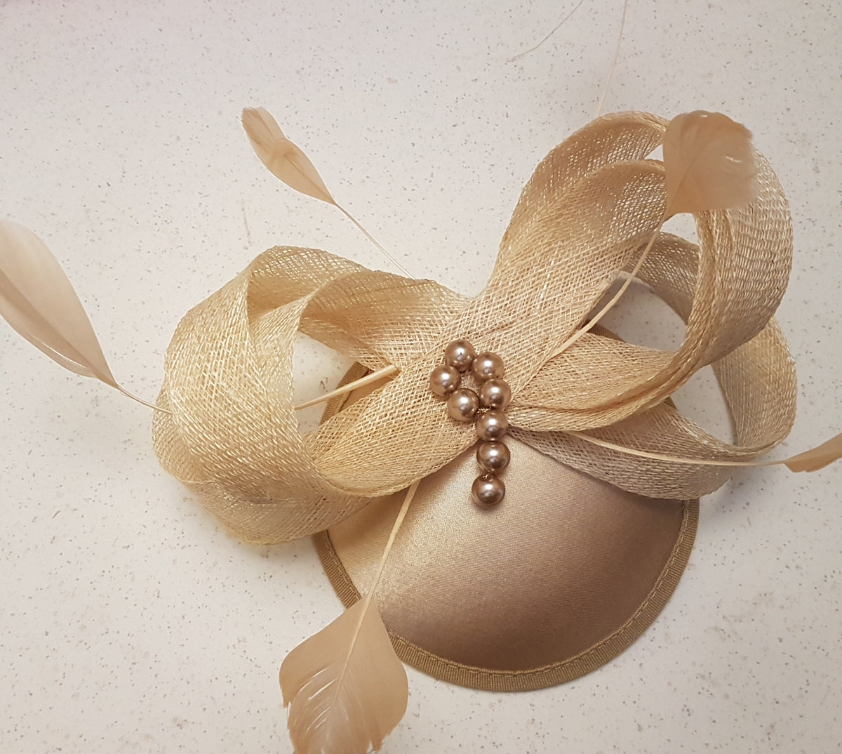 CHAMPAGNE/LATTE FASCINATOR Fascinator Hat #Silver grey, Blush Pink, Navy,Ascot hat. Bridal, Wedding, Race Cocktail Tea party hat fascinator