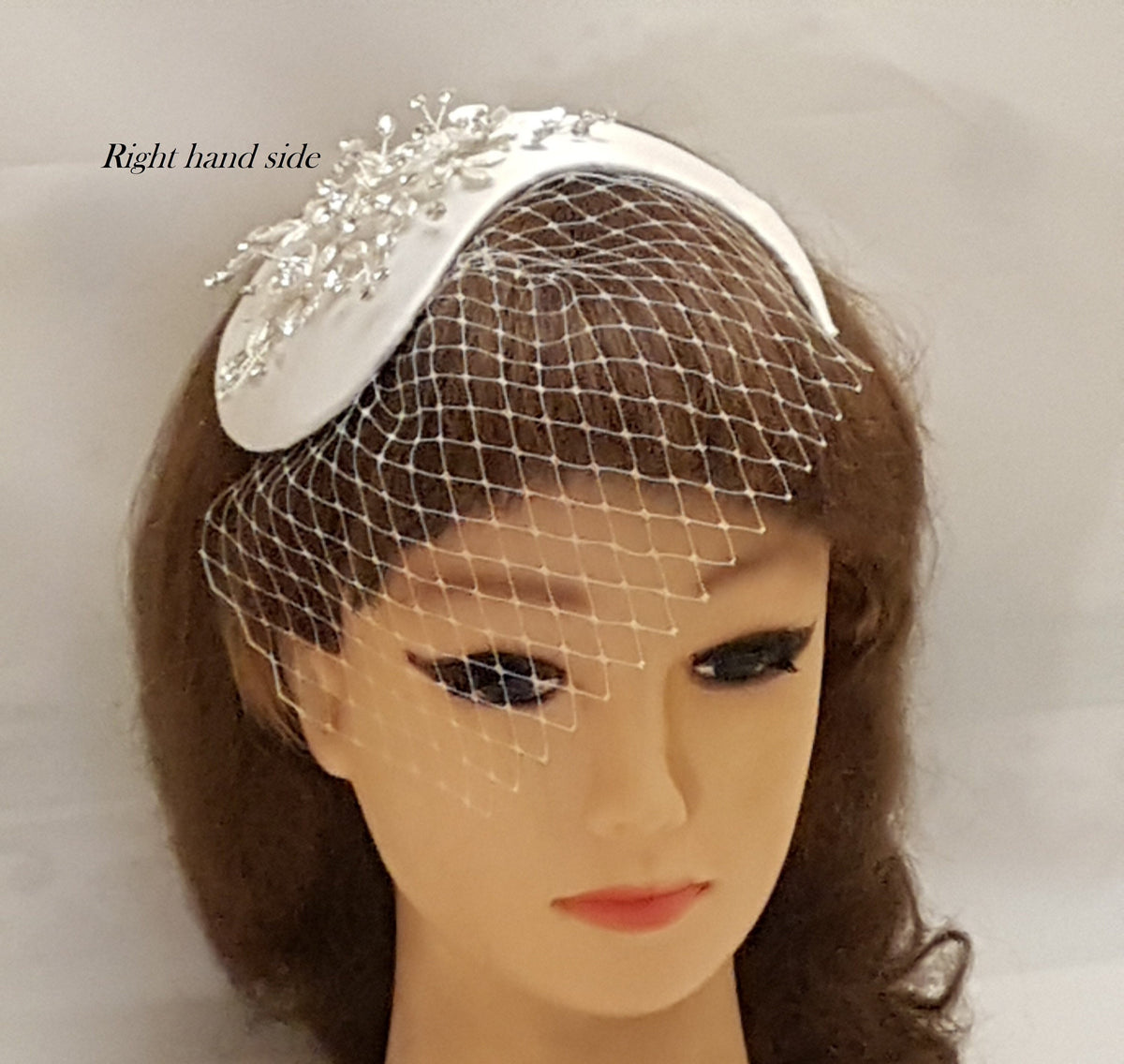 BRIDAL FASCINATOR hat Champagne wedding #fascinator bridal hair accessory 2Pc set Mini Bridal birdcage veil & hat Bridal Hat fascinator