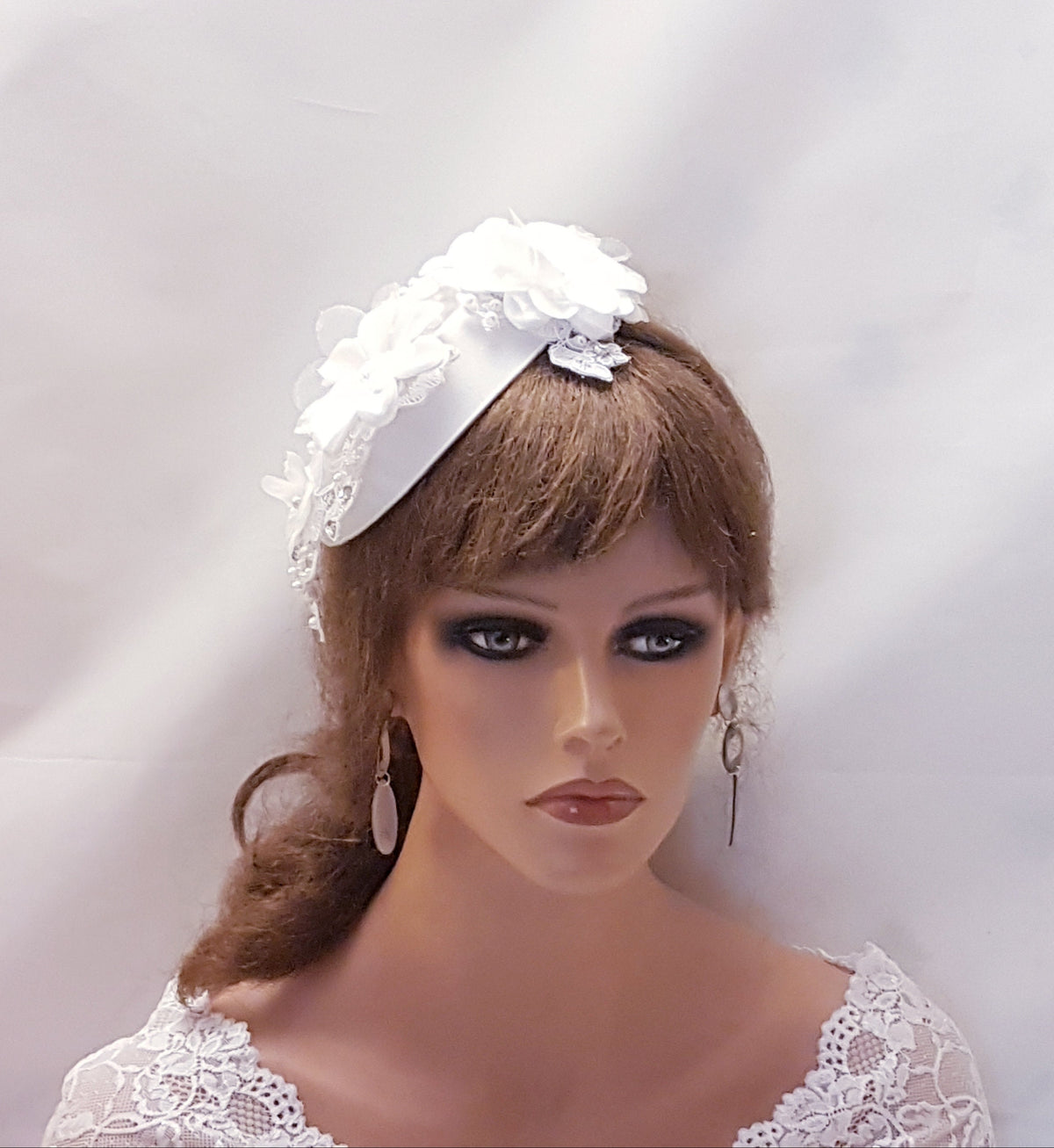 White bridal hat
