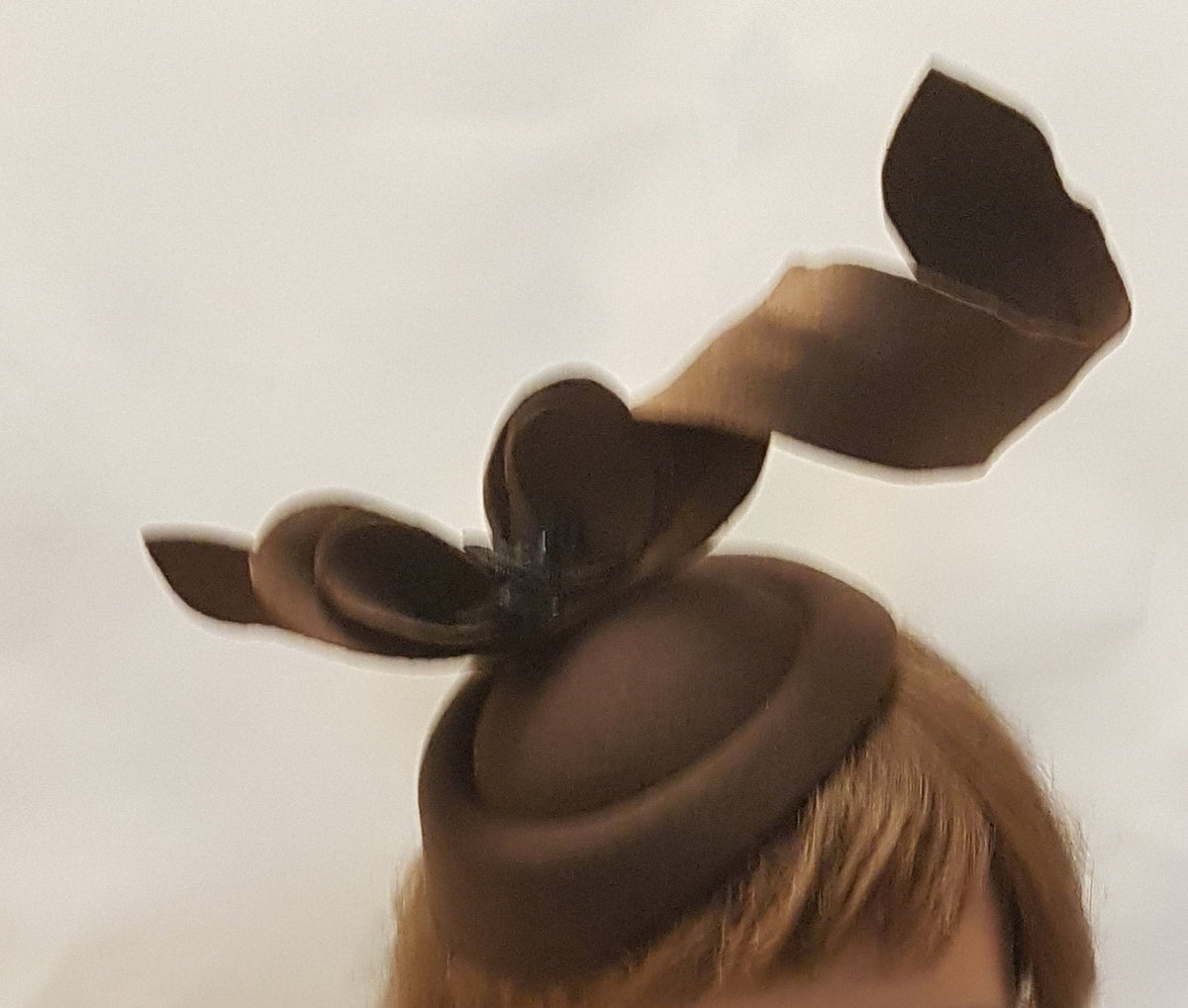 Brown Hat Fascinator, White Felt Leaves, Ascot Wedding Headpiece