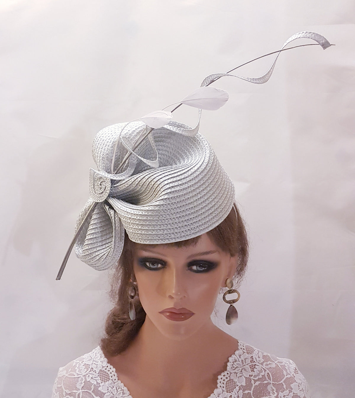 Silver grey wedding fascinator