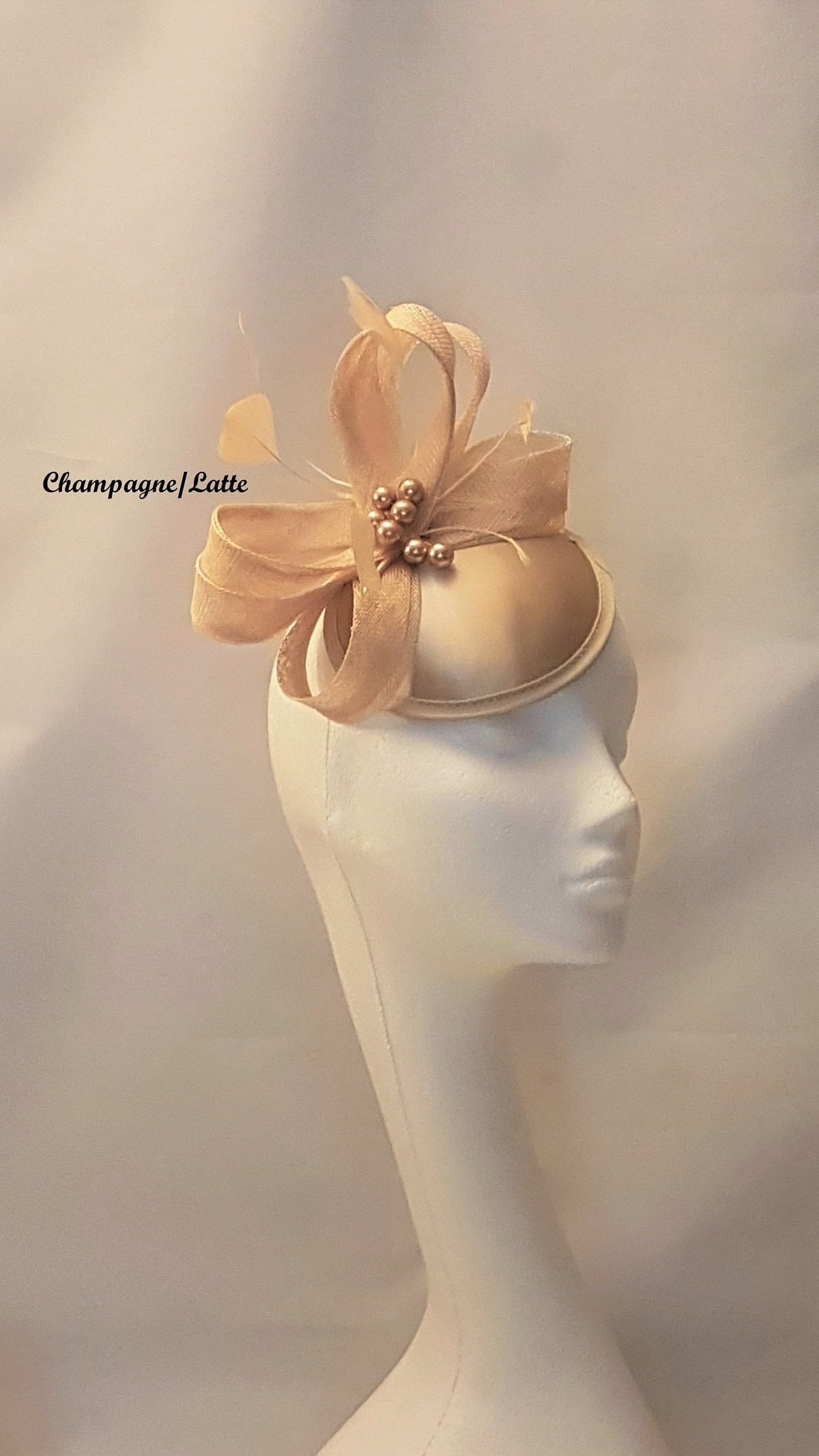 CHAMPAGNE/LATTE FASCINATOR Fascinator Hat #Silver grey, Blush Pink, Navy,Ascot hat. Bridal, Wedding, Race Cocktail Tea party hat fascinator