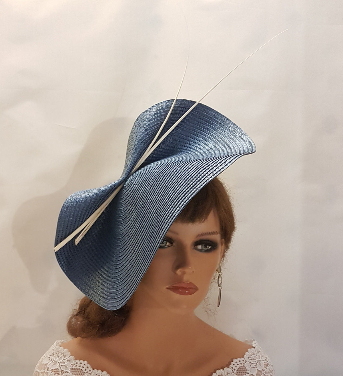 Navy Blue Hatinator: Quill Feather Ascot Derby Hat