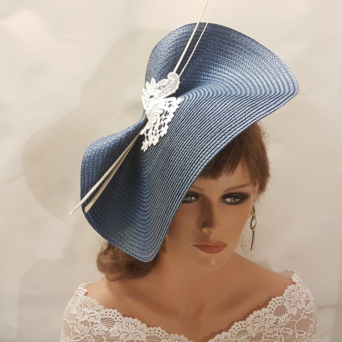 Navy Blue Hatinator: Quill Feather Ascot Derby Hat
