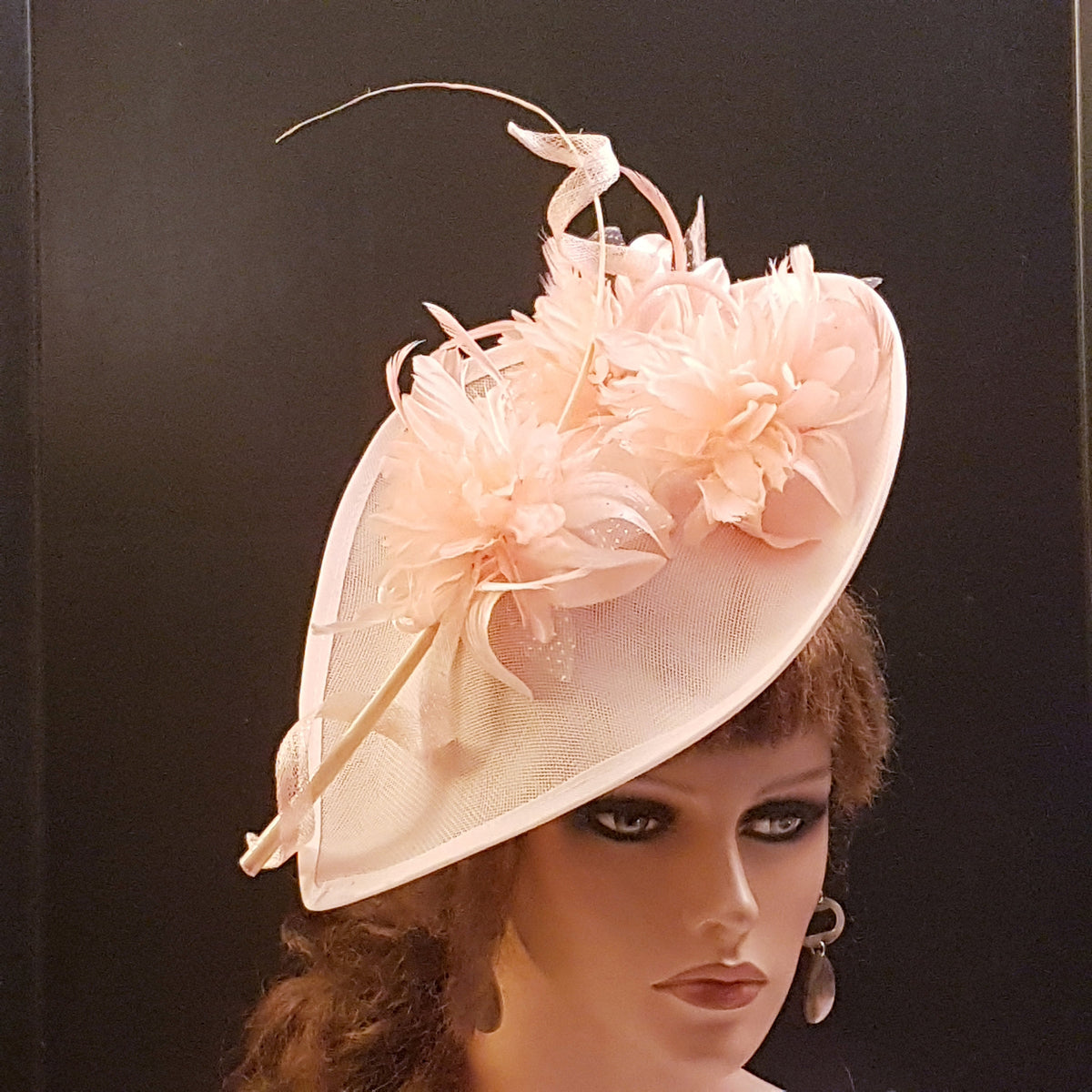 White & Pink fascinator Hat