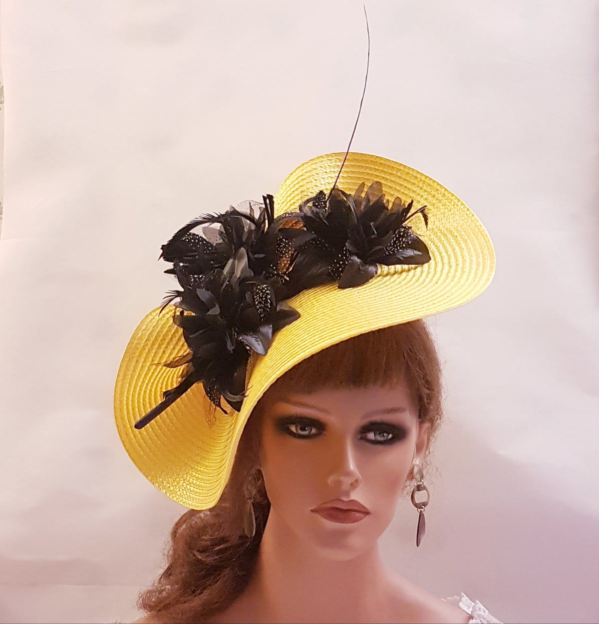 Yellow wedding fascinator