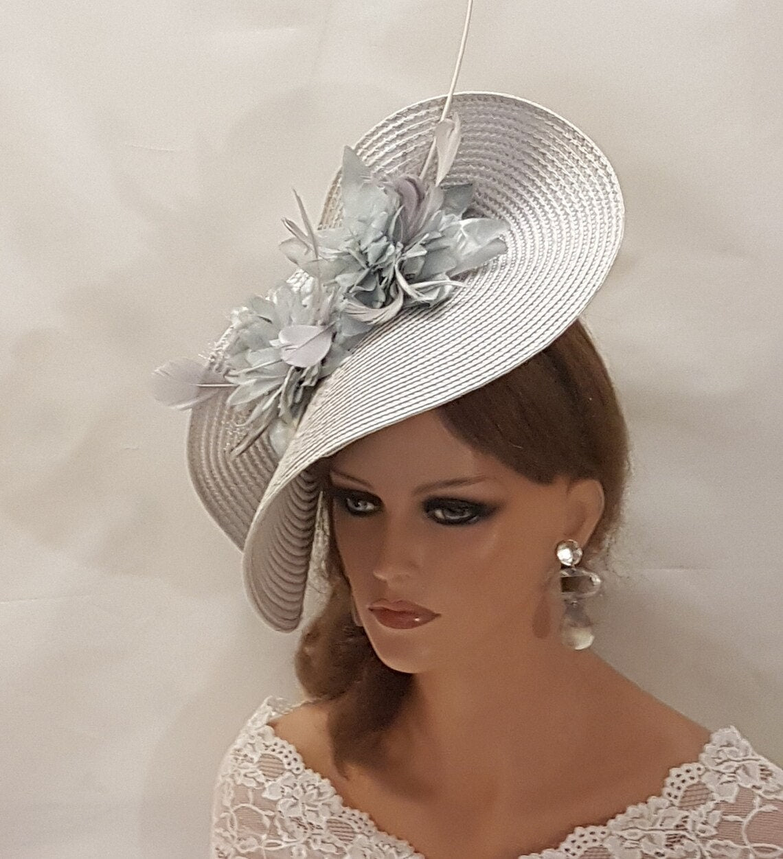 Silver grey mother of the bride hat fascinator
