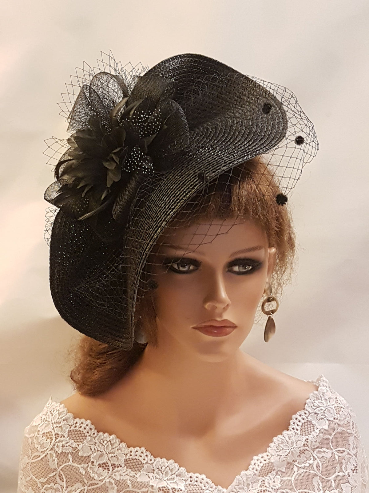 Black Feather Fascinator Hat: Wedding, Races, Halloween Headpiece