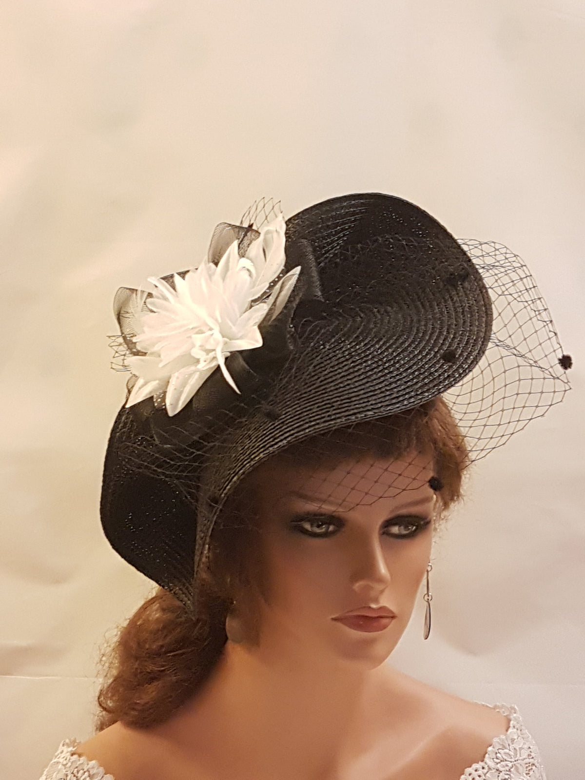 Black Feather Fascinator Hat: Wedding, Races, Halloween Headpiece