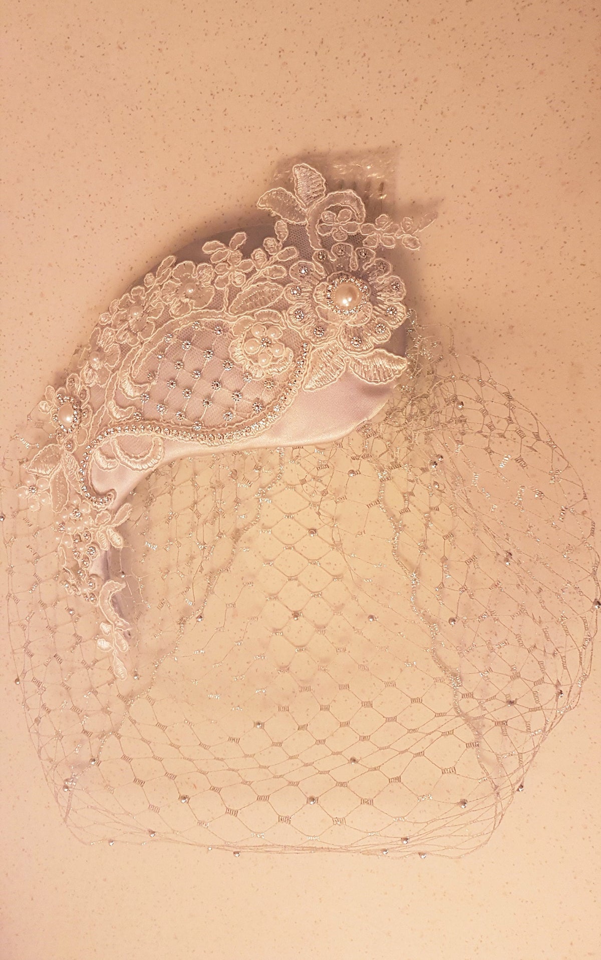 Bridal Birdcage Veil Fascinator: Crystal Wedding Headpiece
