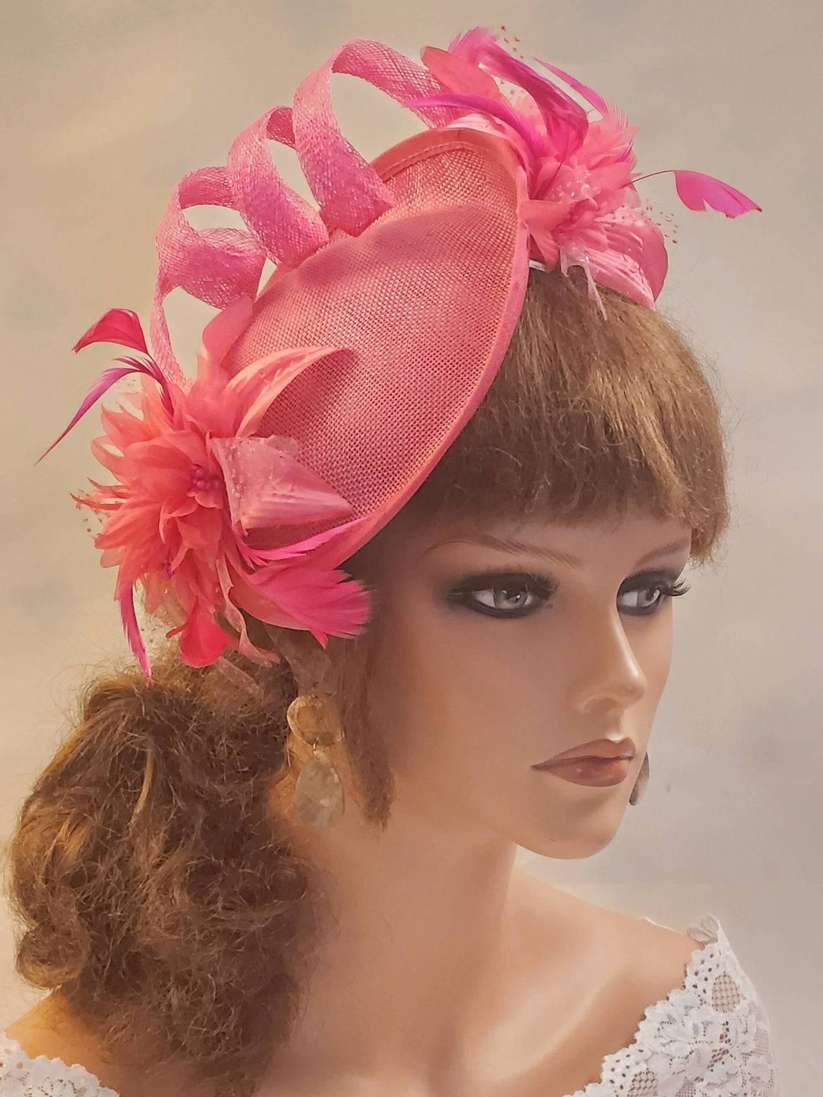 Hot Pink hat Fascinator. Dark pink Fascinator. Pink wedding Fascinator