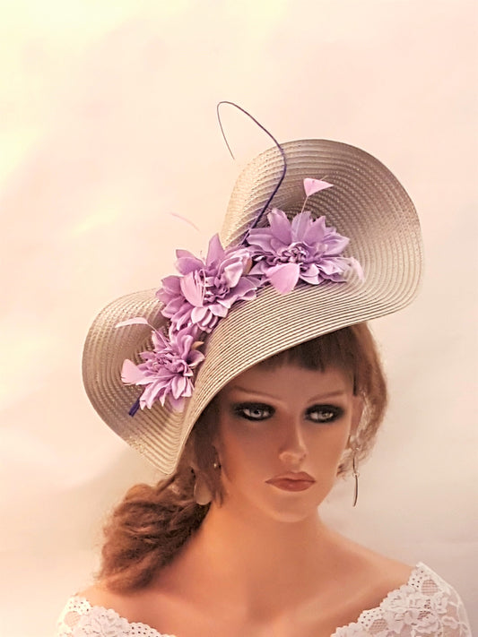 Lilac and Grey hat fascinator