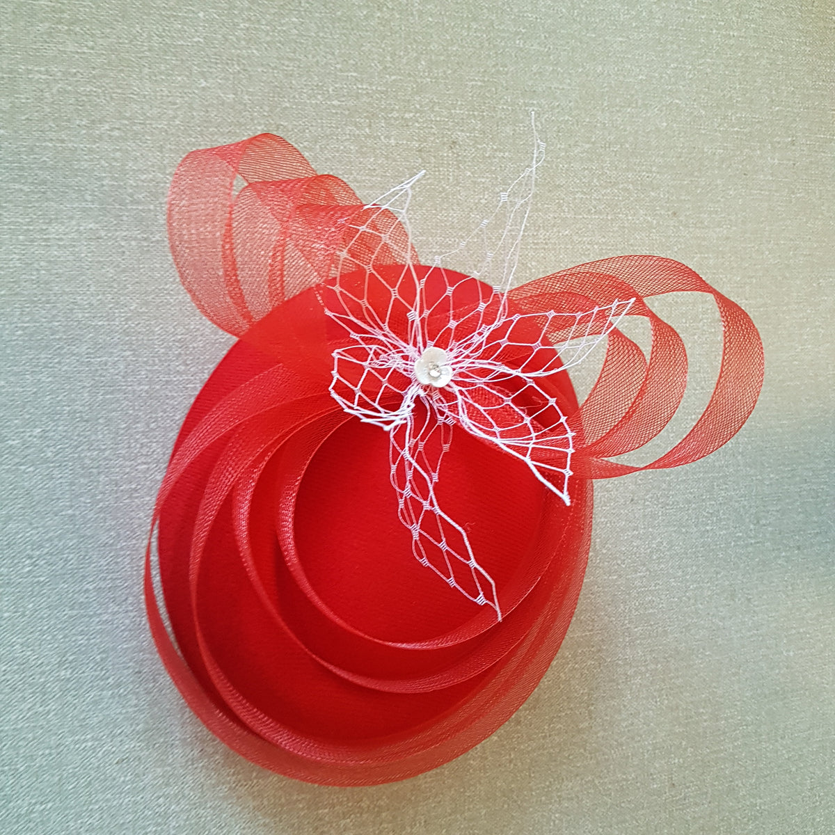 Red Pillbox hatFascinator