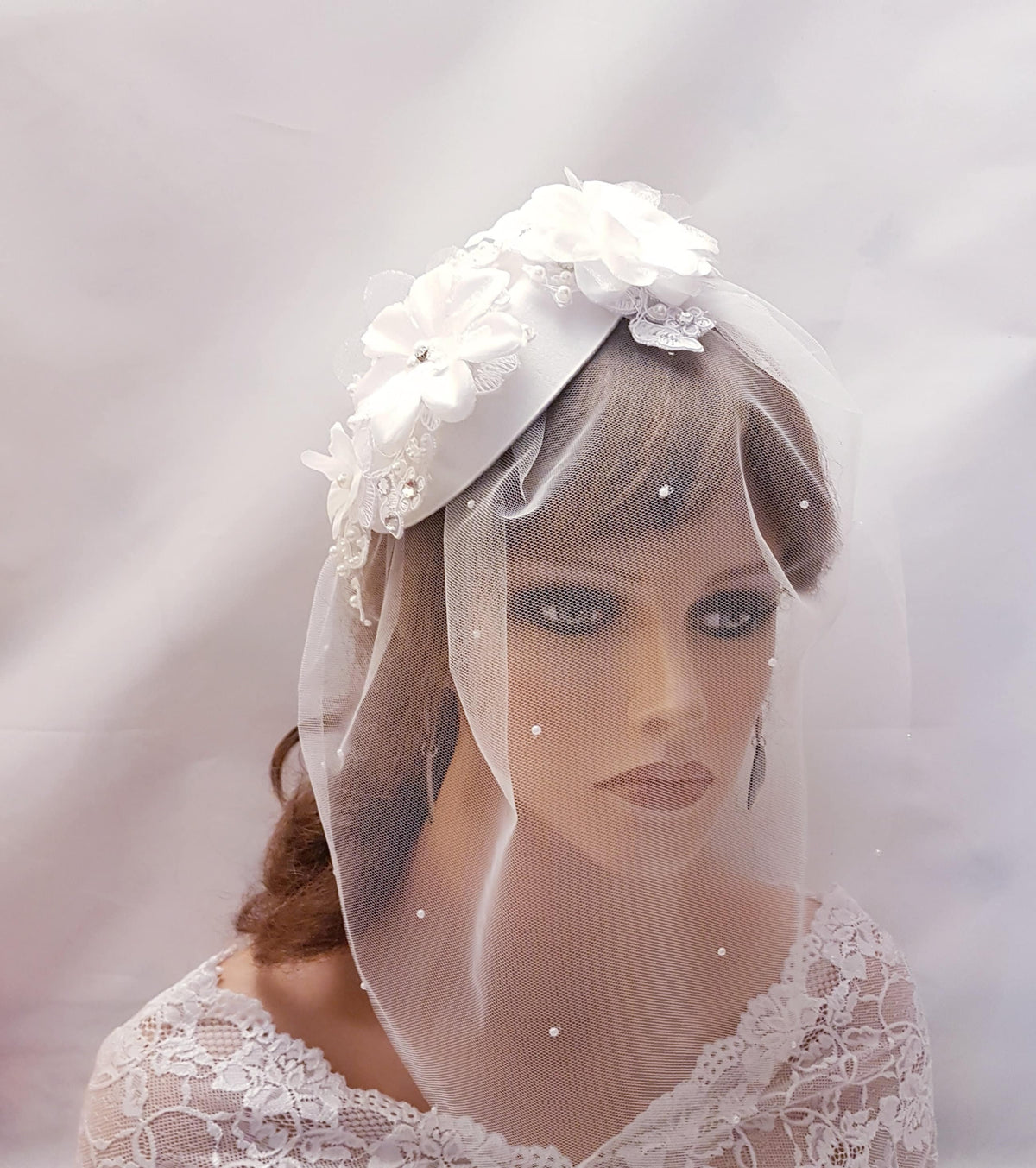 Bridal Fascinator Tulle birdcage veil fascinator