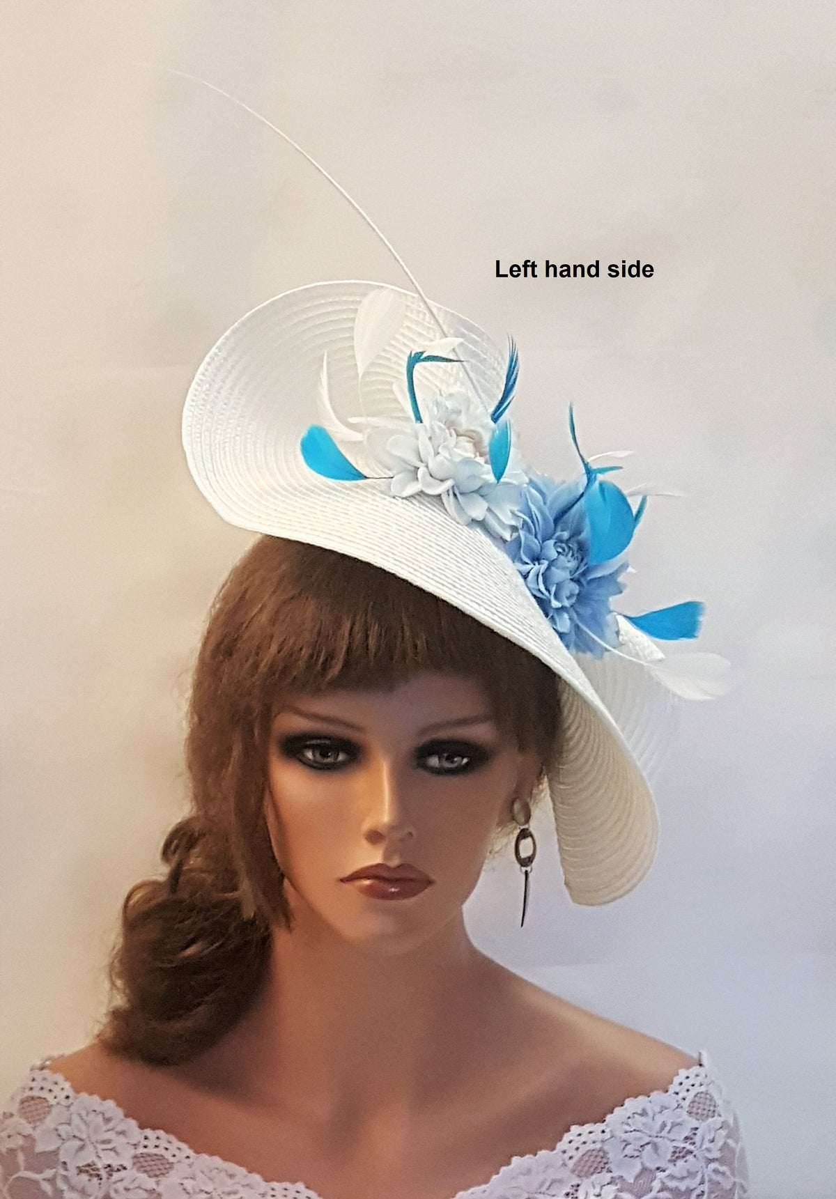 White & Blue Floral Fascinator: Kentucky Derby Wedding Ascot Hat