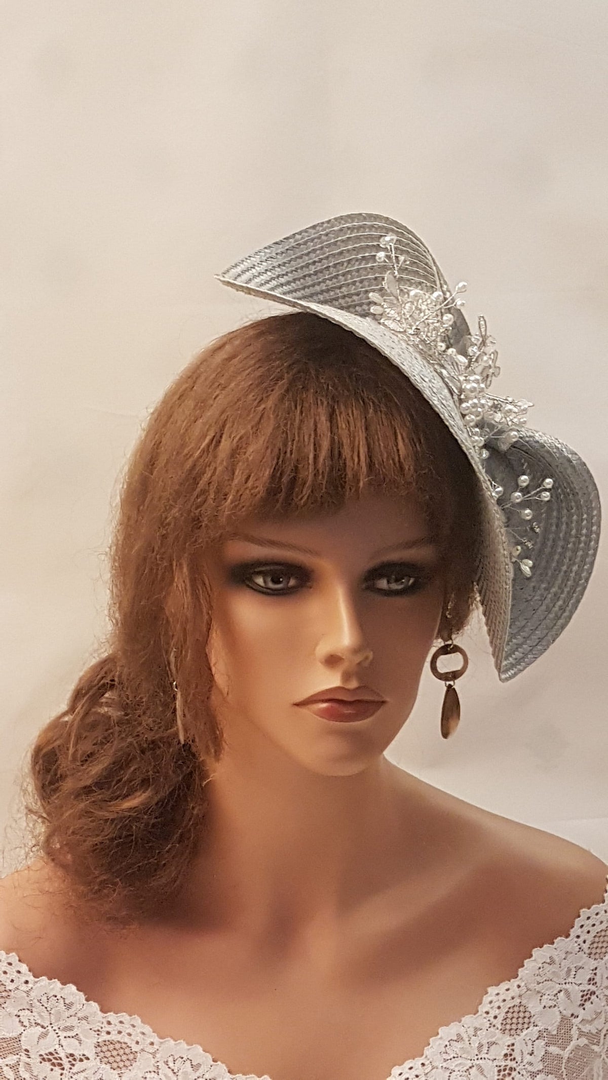 Silver Grey wedding hat fascinator