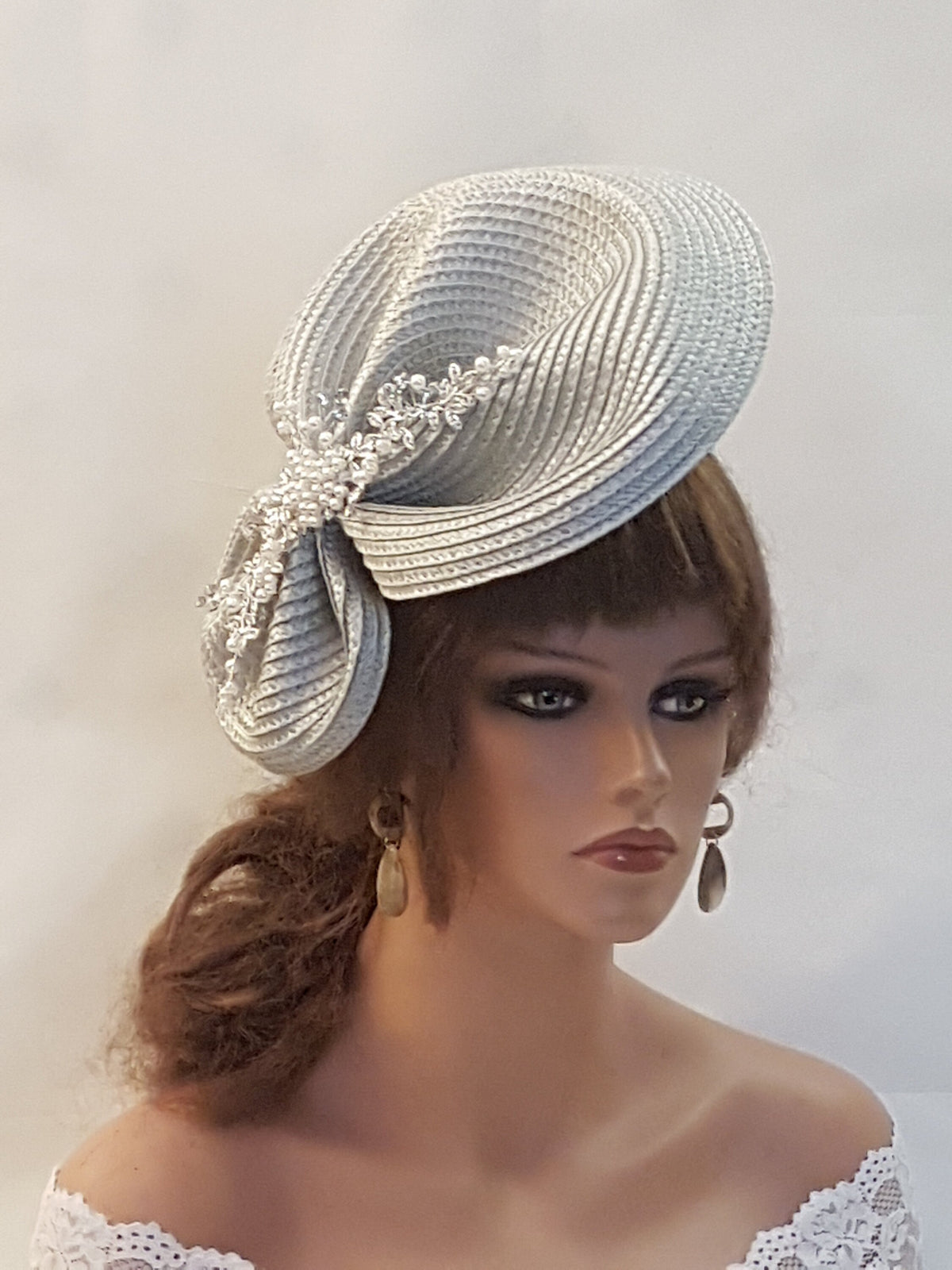 Silver grey fascinator