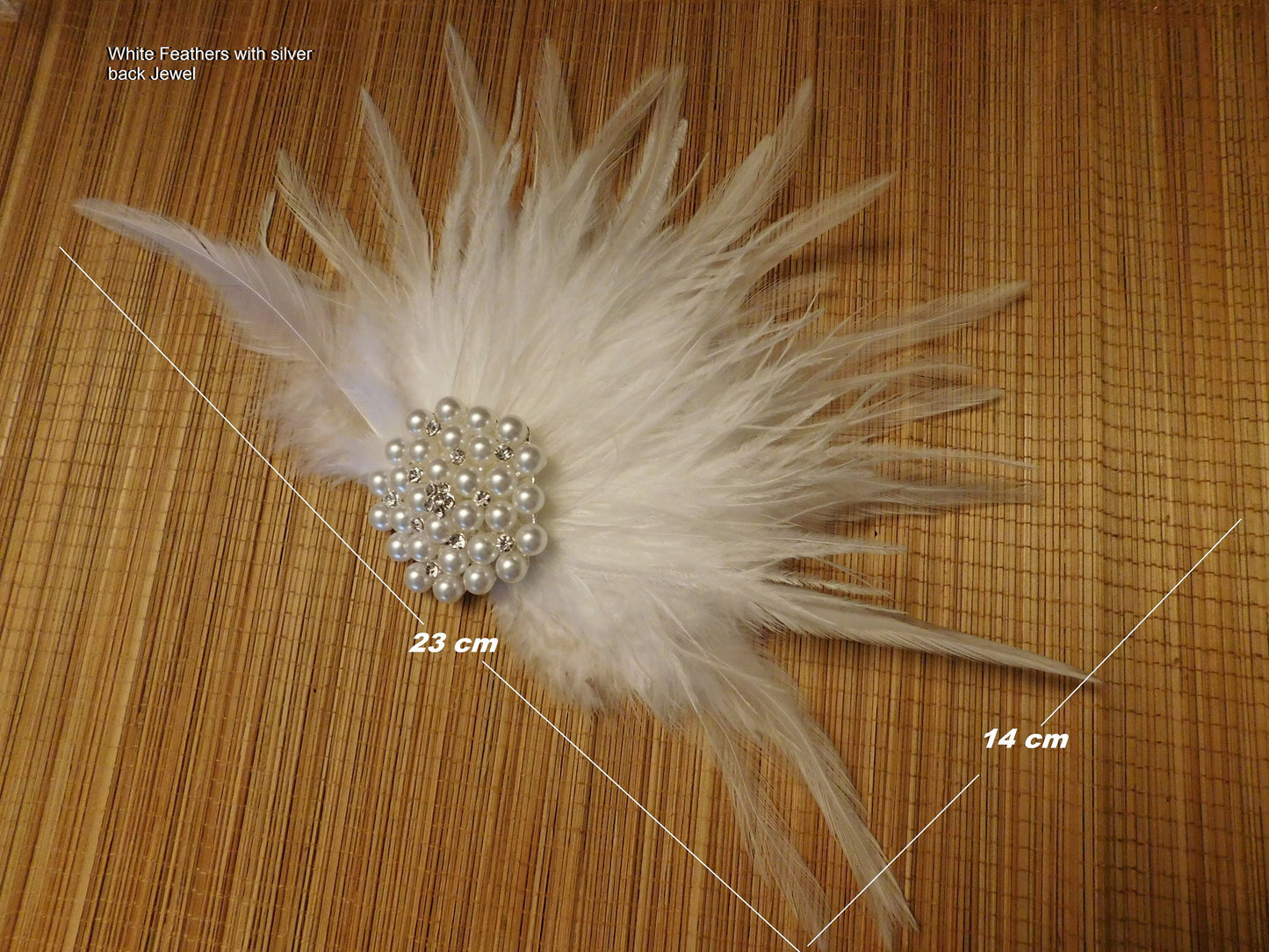 Bridal Feather Fascinator: Ivory Mini Veil, Crystal Hair Clip