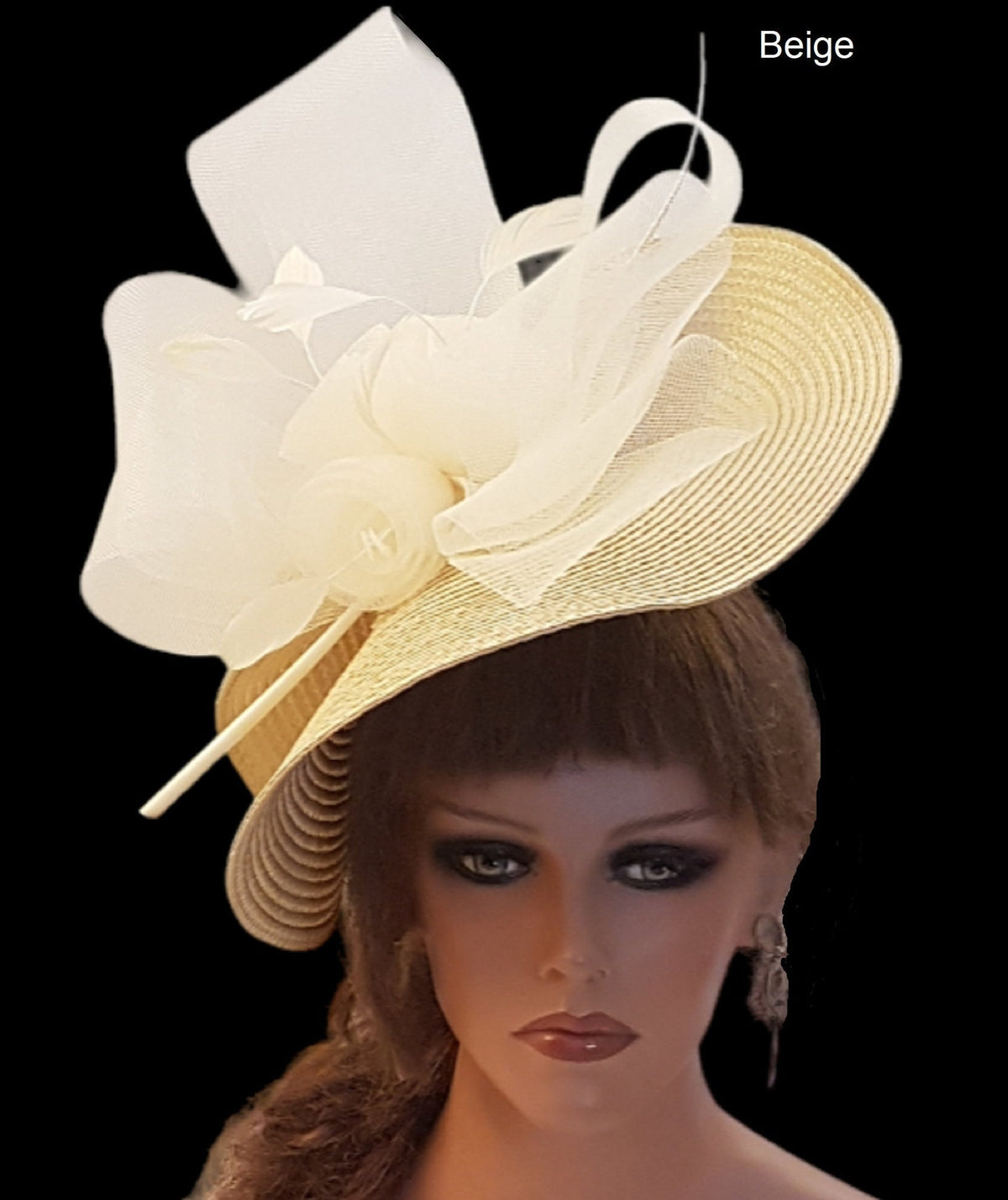 BEIGE MOTHER OF THE BRIDE HAT FASCINATOR. Wedding Headpiece. Derby, Royal Ascot ,Race, Wedding,Tea Party Hat- ELEGANCEFASCINATOR
