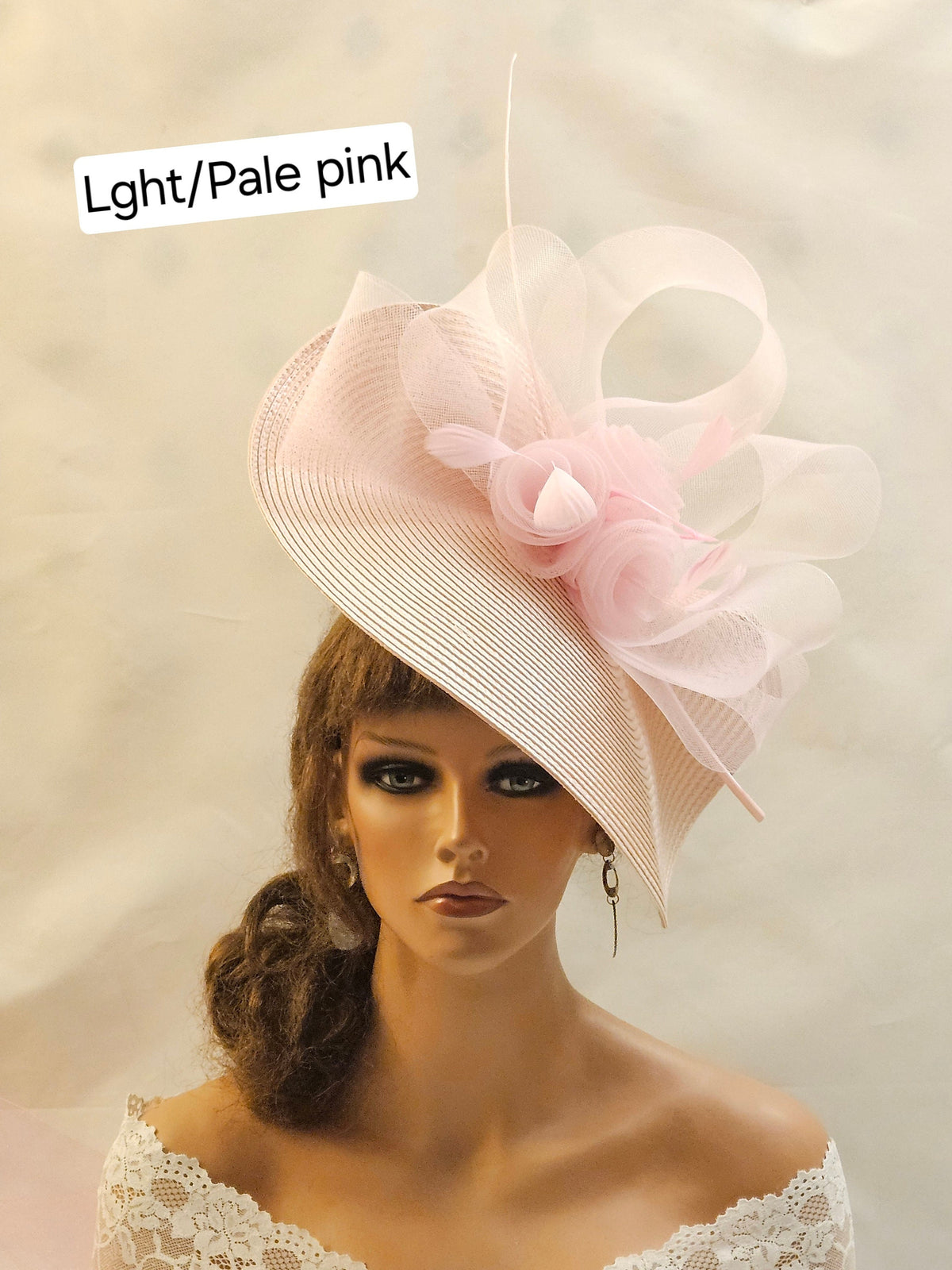 Grey & Pink Feather Fascinator: Royal Ascot Derby Wedding Hatinator