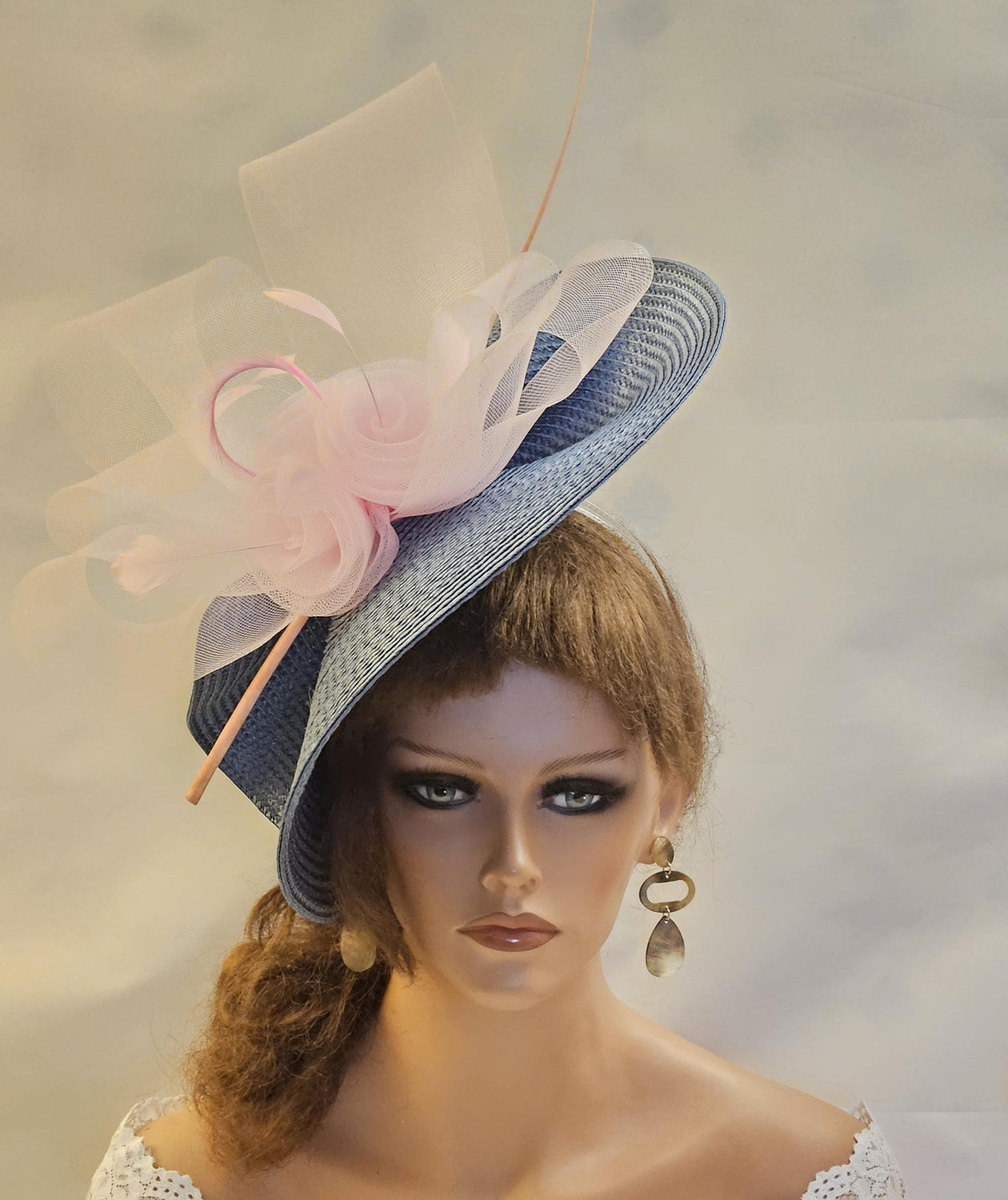 Grey & Pink Feather Fascinator: Royal Ascot Derby Wedding Hatinator