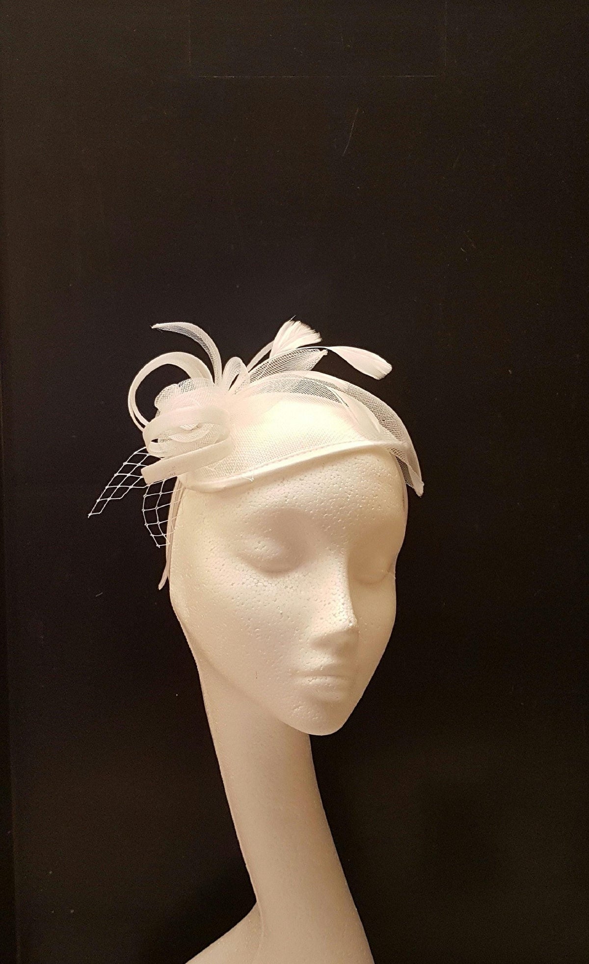 Vintage Inspired Teardrop Bridal Fascinator with Birdcage Veil