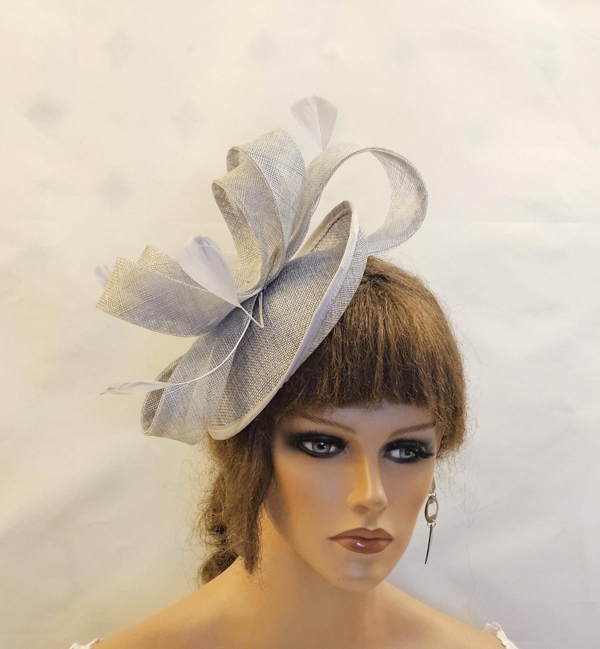 Silver grey fascinator for women