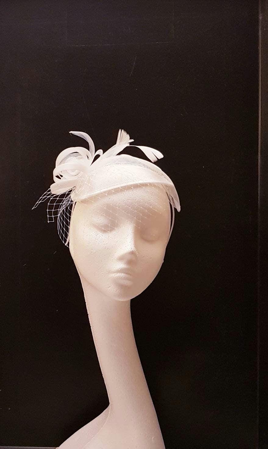 Bridal birdcage veil & hat Vintage inspired Teardrop hat fascinator BRIDAL FASCINATOR White Ivory wedding hat Fascinator mini birdcage veil